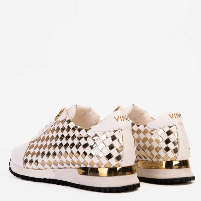 Vinci Leather Sneakers The Mackenzie White and Gold Woven Leather Sneaker 8211 Men
