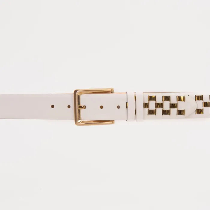 Vinci Leather Sneakers The Messina White and Gold Woven Leather Belt 8211 Men