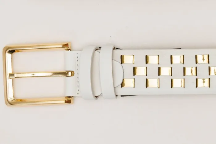 Vinci Leather Sneakers The Messina White and Gold Woven Leather Belt 8211 Men
