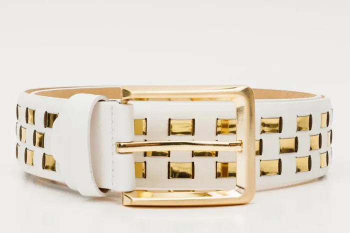 Vinci Leather Sneakers The Messina White and Gold Woven Leather Belt 8211 Men