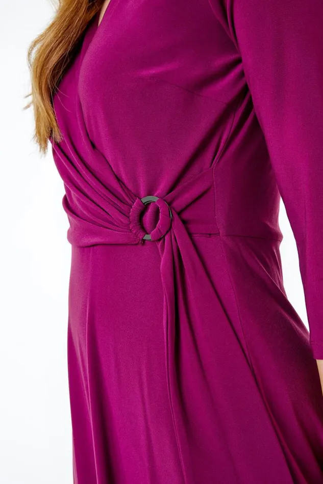 Violet Ring Buckle Wrap Stretch Dress Women Roman Dresses