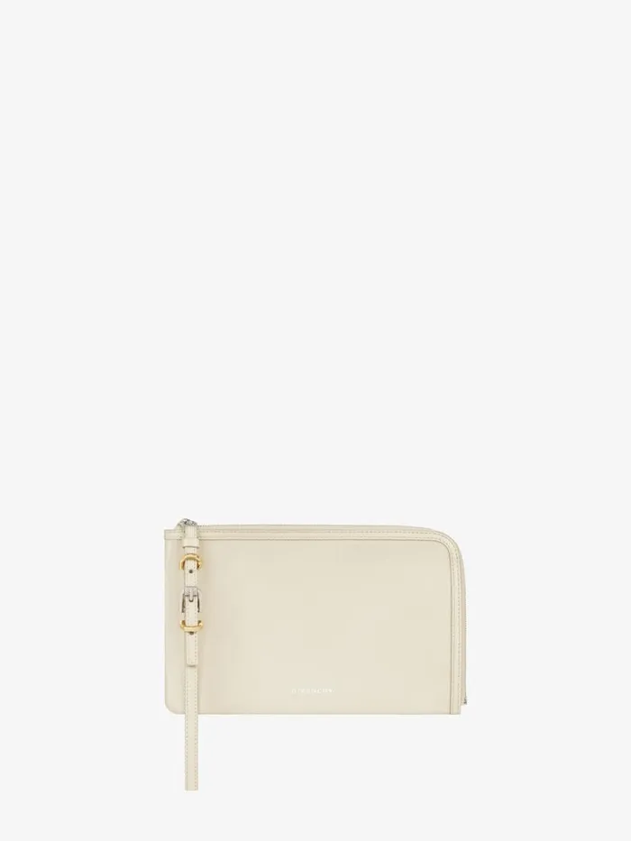Voyou Pouch In Leather Natural Beige Women Givenchy Wallets and Card Holders