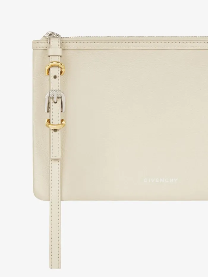 Voyou Pouch In Leather Natural Beige Women Givenchy Wallets and Card Holders