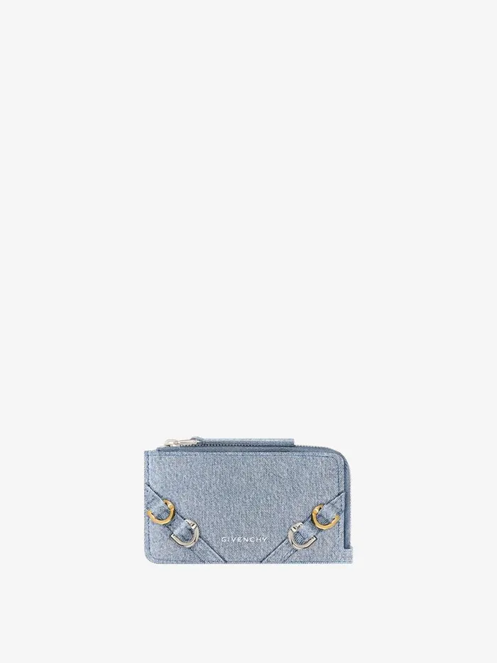 Voyou Zipped Card Holder In Denim Medium Blue Women Givenchy Wallets and Card Holders
