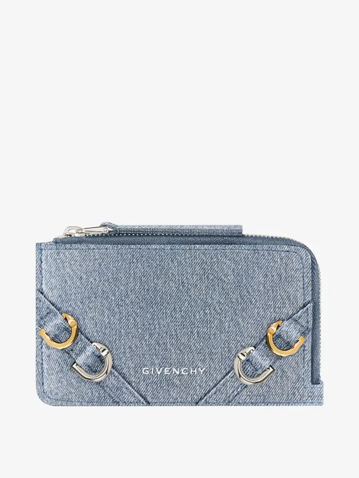 Voyou Zipped Card Holder In Denim Medium Blue Women Givenchy Wallets and Card Holders