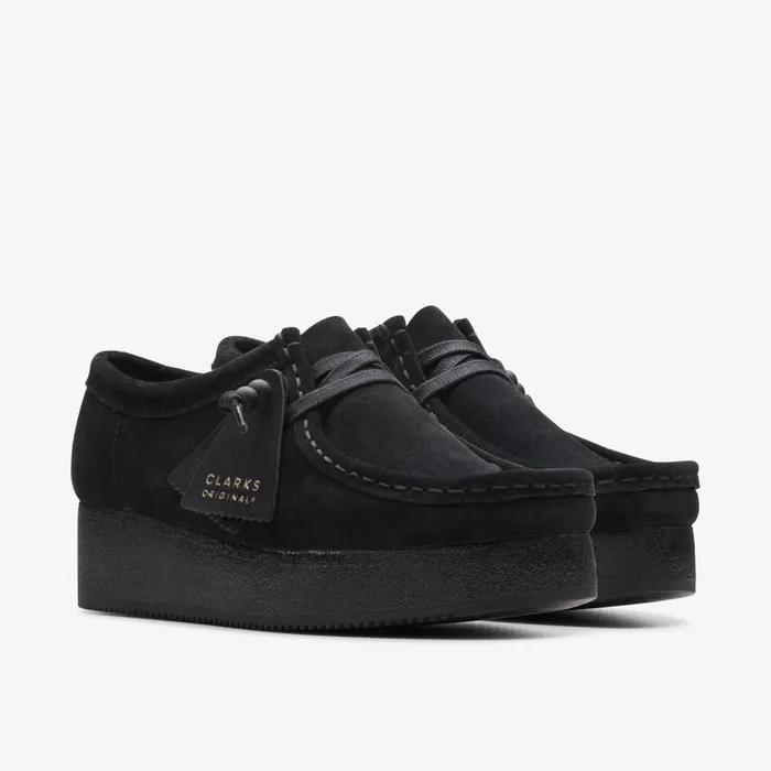 Wallacraft Bee Black Suede Women Clarks Platforms