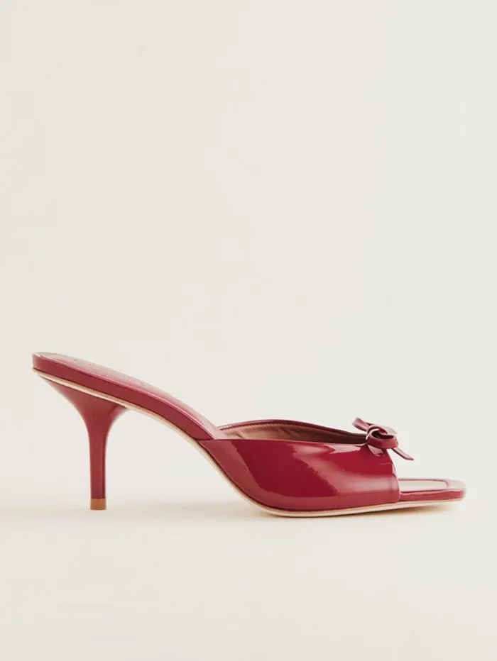 WeddingsShoes The Reformation Clementine Heeled Mule Sandal Scarlet Patent