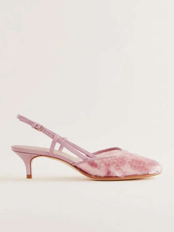 WeddingsShoes The Reformation Kendall Slingback Heel Magnolia Sequin