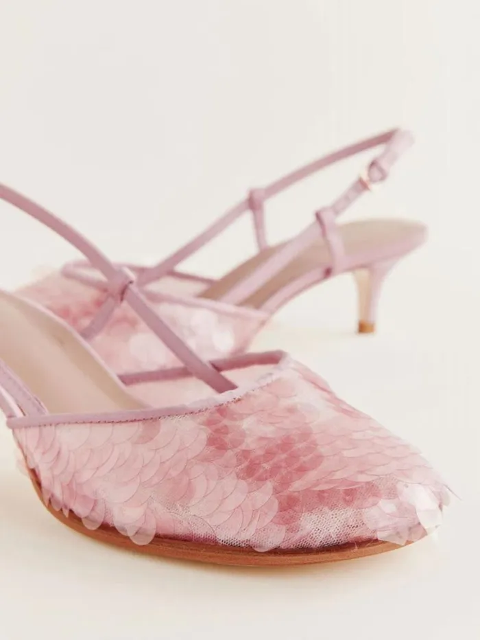WeddingsShoes The Reformation Kendall Slingback Heel Magnolia Sequin