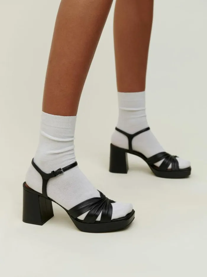 WeddingsShoes The Reformation Maize Platform Sandal Black Leather