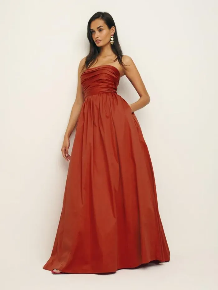 Weddings The Reformation Kastoria Dress Sundried Tomato