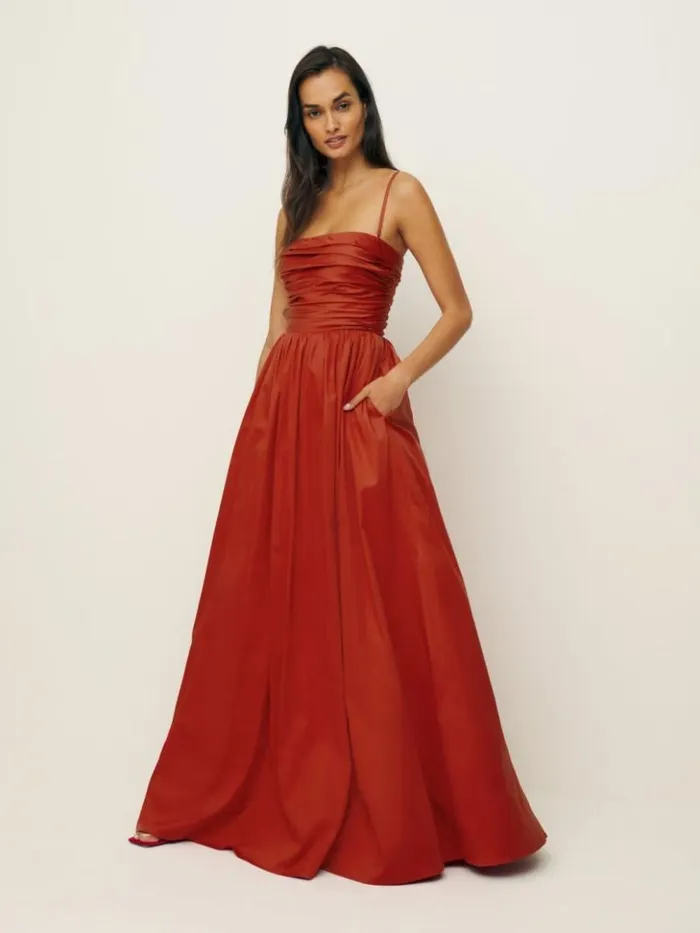 Weddings The Reformation Kastoria Dress Sundried Tomato