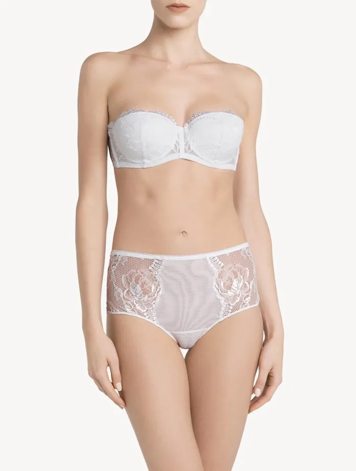 White Lace Bandeau Bra Lingerie La Perla Bandeau
