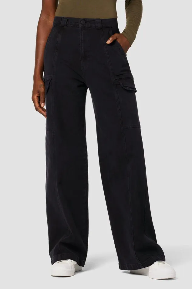 Wide Leg Women Hudson Jeans HighRise Wide Leg Cargo Black