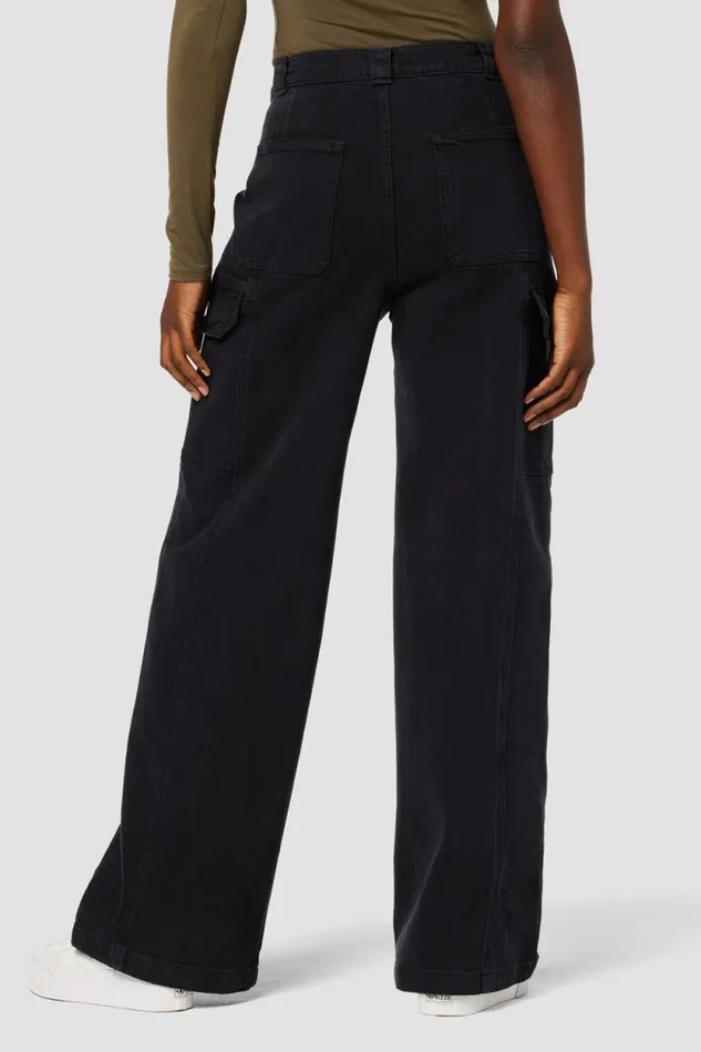 Wide Leg Women Hudson Jeans HighRise Wide Leg Cargo Black