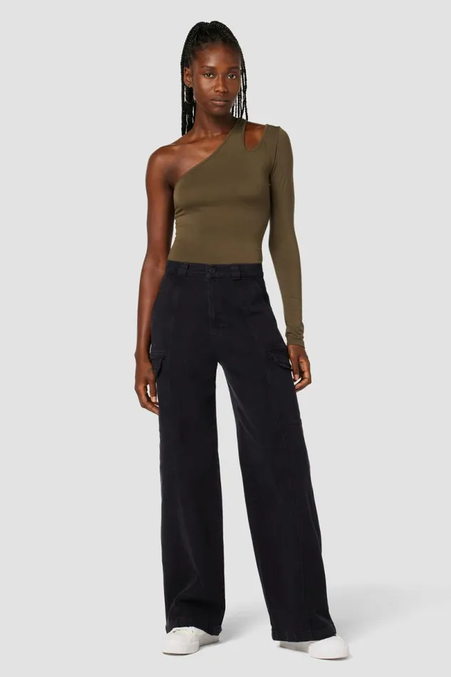 Wide Leg Women Hudson Jeans HighRise Wide Leg Cargo Black