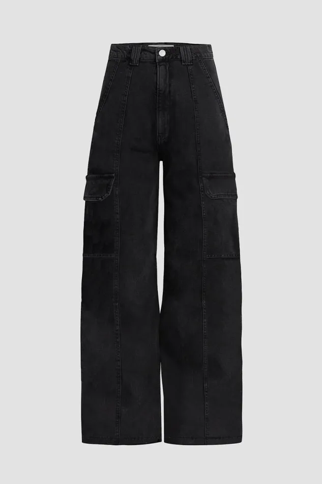 Wide Leg Women Hudson Jeans HighRise Wide Leg Cargo Black