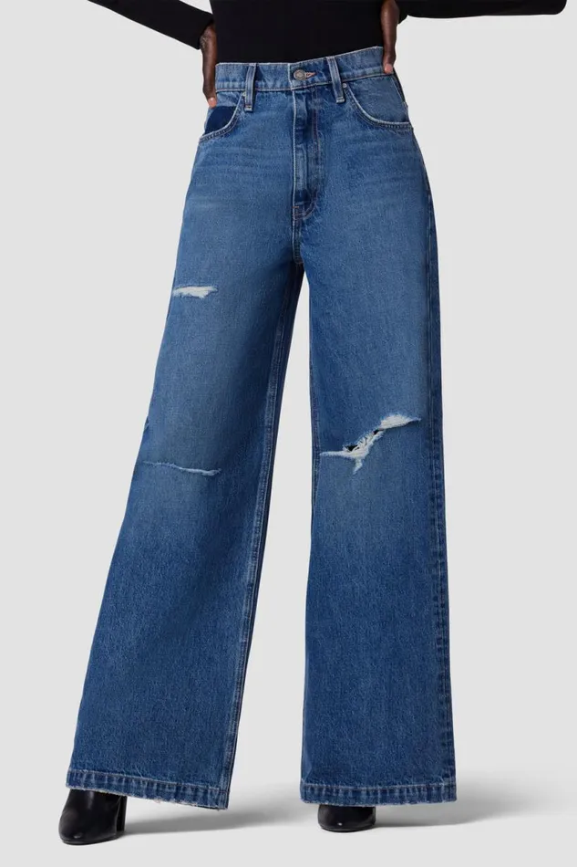 Wide Leg Women Hudson Jeans James HighRise Wide Leg Jean Ice Destructed