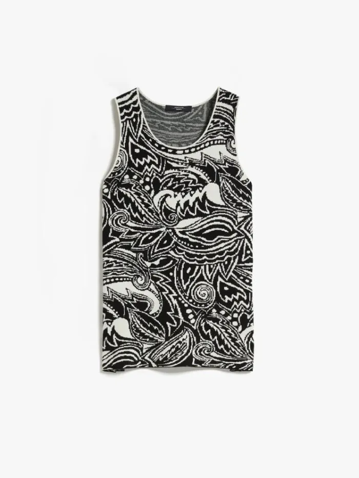 Woman Aline Top In Jacquard Fabric Ivory Maxmara Knitwear And Sweatshirts