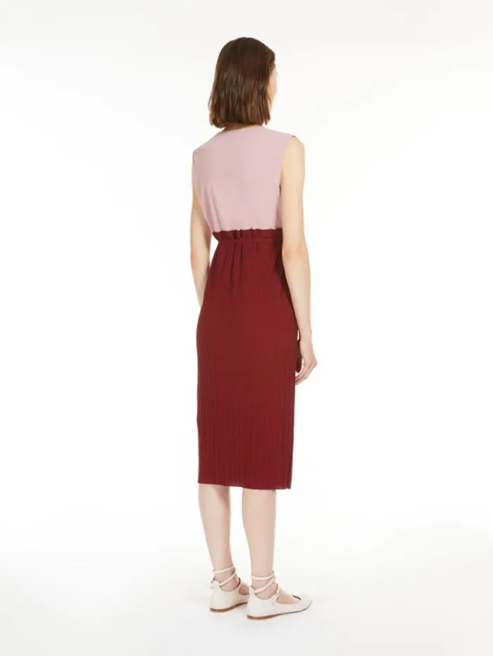 Woman Belted Sheath Dress In Jersey Fabric Bordeaux Maxmara Dresses