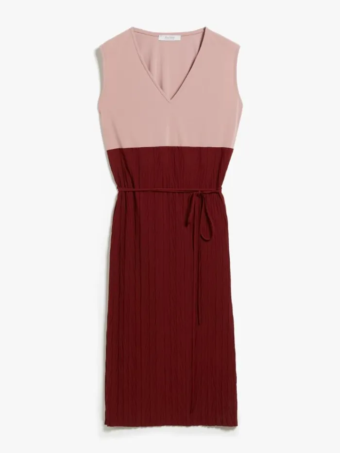 Woman Belted Sheath Dress In Jersey Fabric Bordeaux Maxmara Dresses