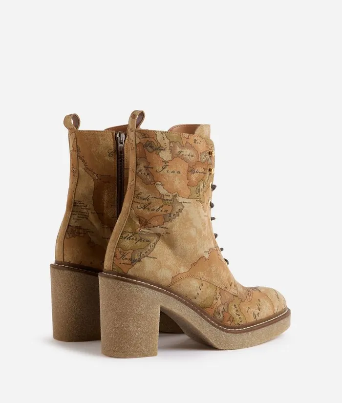 Woman Boots and Booties Alviero Martini Faux Nubuck Ankle Boots With Geo Classic Print
