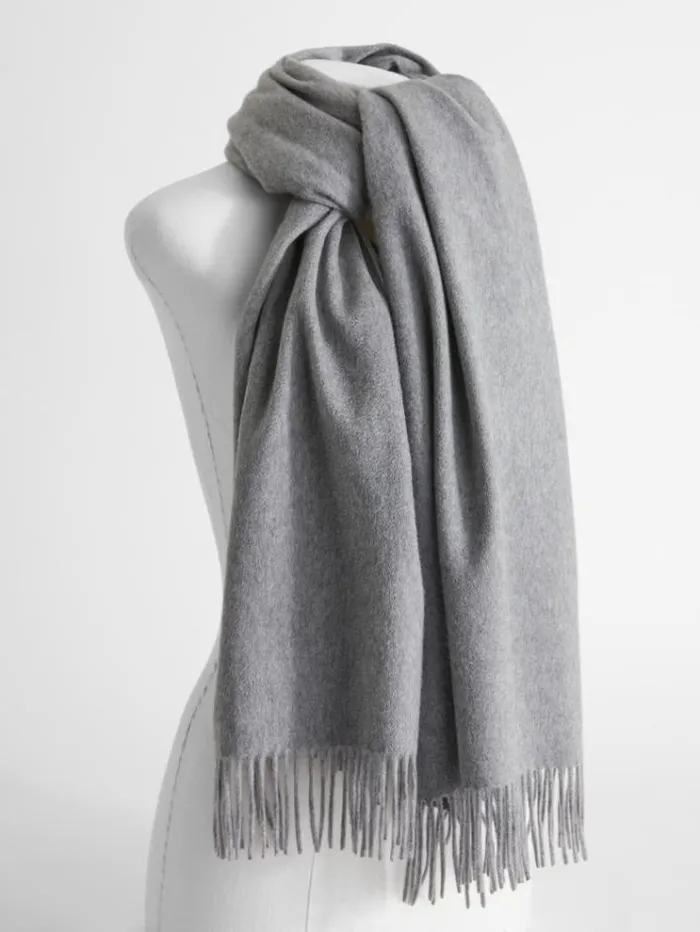 Woman Cashmere Stole With Embroidery Light Grey Maxmara Scarves And Foulards