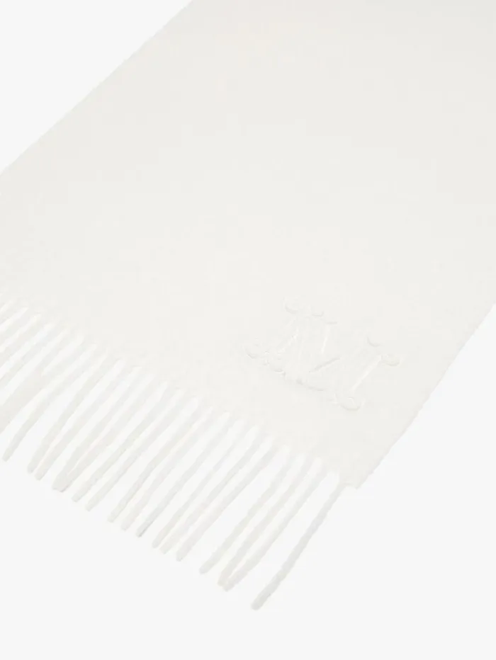 Woman Cashmere Stole With Embroidery White Maxmara Scarves And Foulards
