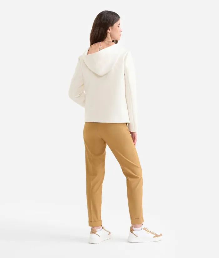 Woman Coats and Jackets Alviero Martini Hooded Velour Blouson Wool White