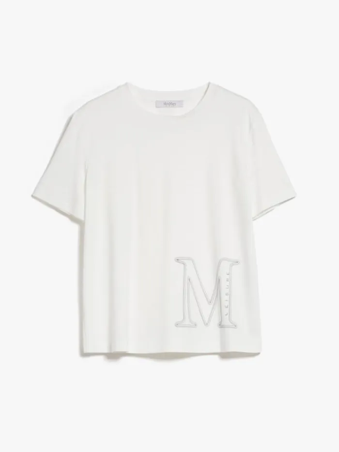 Woman Cotton And Modal Tshirt White Maxmara Tshirts Woman Cotton And Modal Tshirt White Maxmara Tshirts