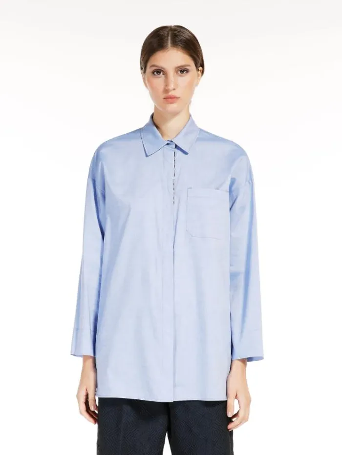 Woman Cotton Oxford Shirt Light Blue Maxmara Shirts And Tops