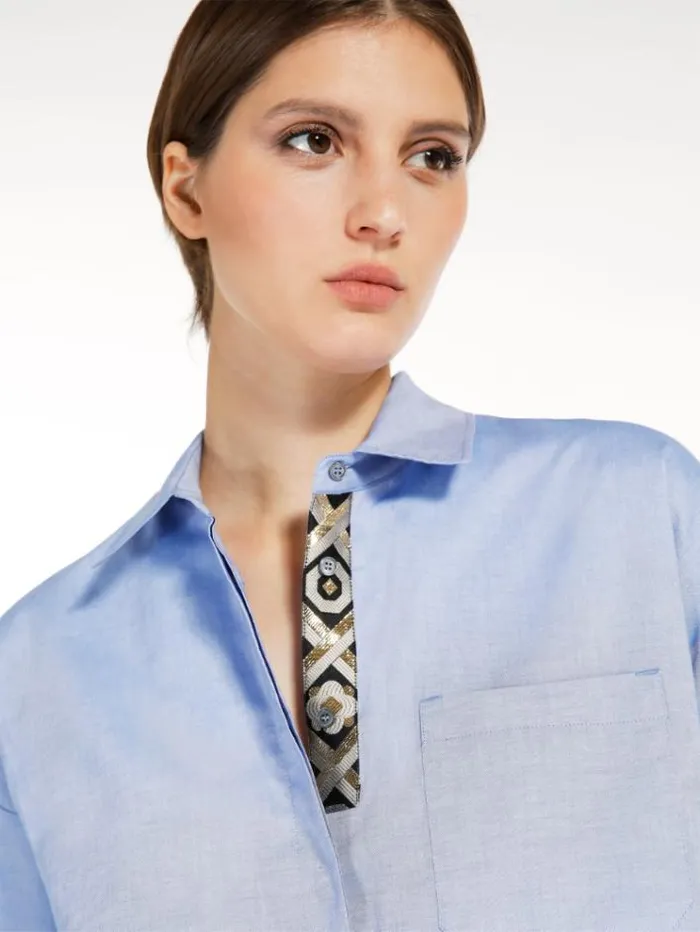Woman Cotton Oxford Shirt Light Blue Maxmara Shirts And Tops Woman Cotton Oxford Shirt Light Blue Maxmara Shirts And Tops