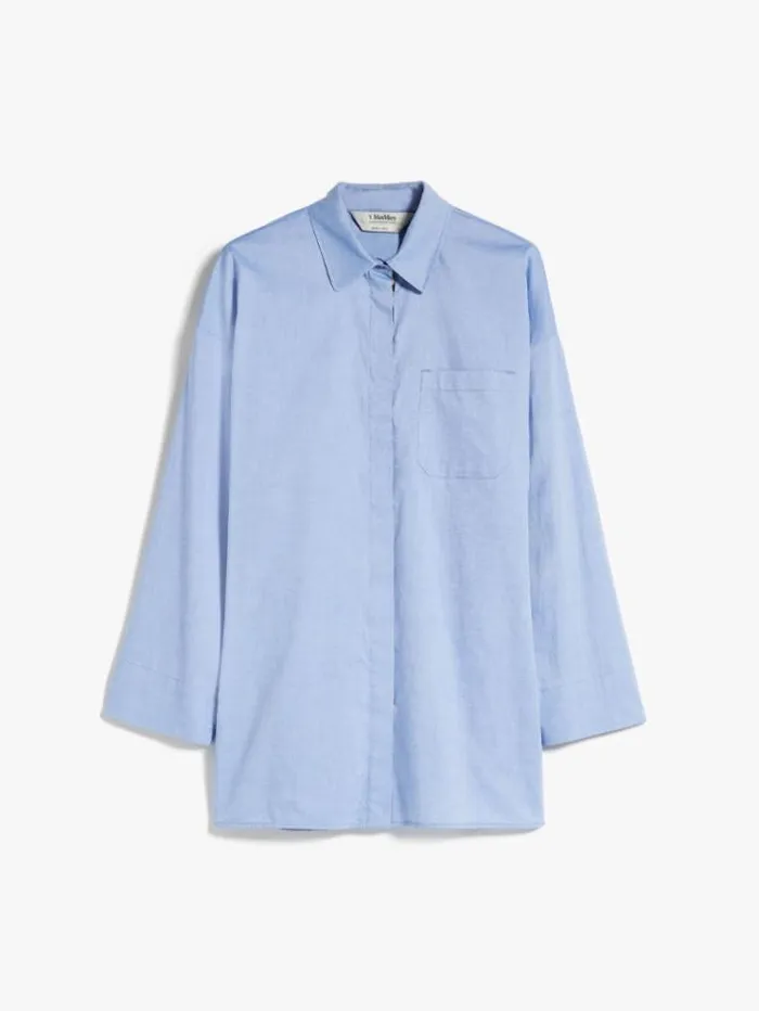 Woman Cotton Oxford Shirt Light Blue Maxmara Shirts And Tops Woman Cotton Oxford Shirt Light Blue Maxmara Shirts And Tops