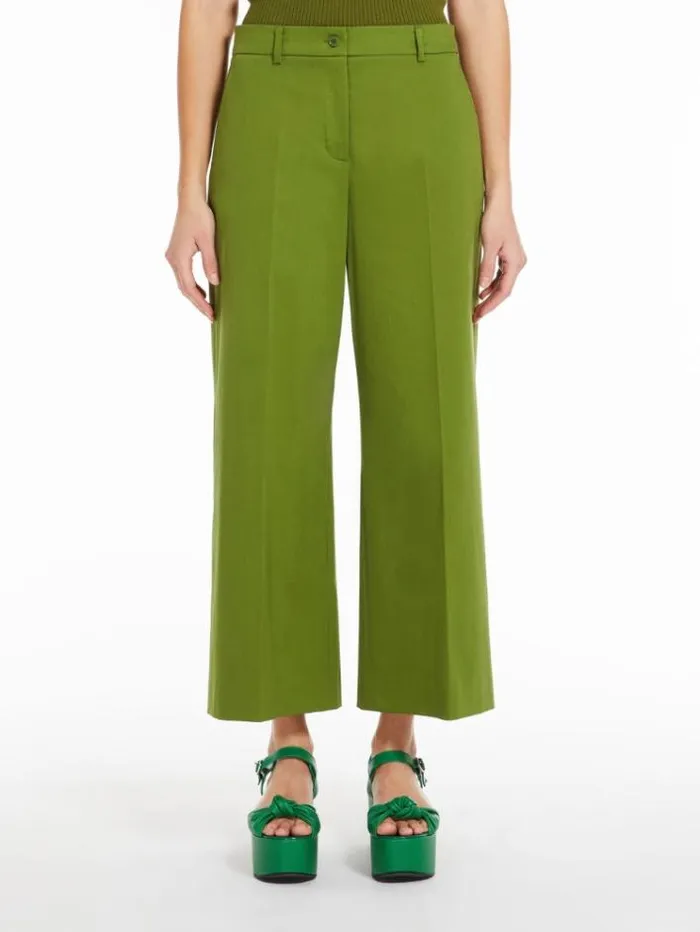 Woman Cropped Satin Trousers Green Maxmara Trousers