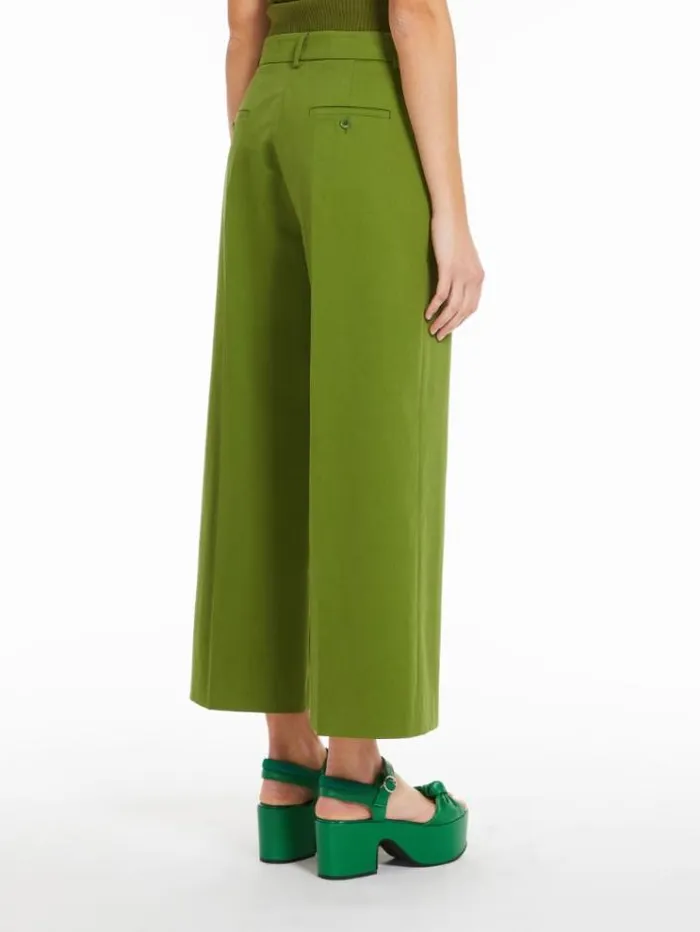 Woman Cropped Satin Trousers Green Maxmara Trousers