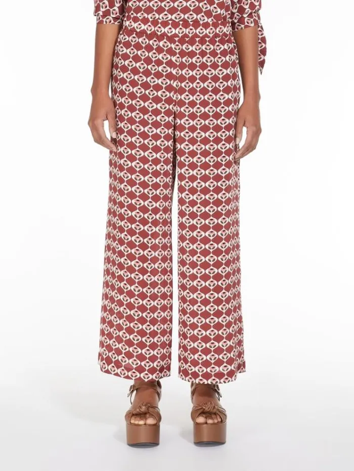 Woman Cropped Silk Trousers Rust Maxmara Trousers