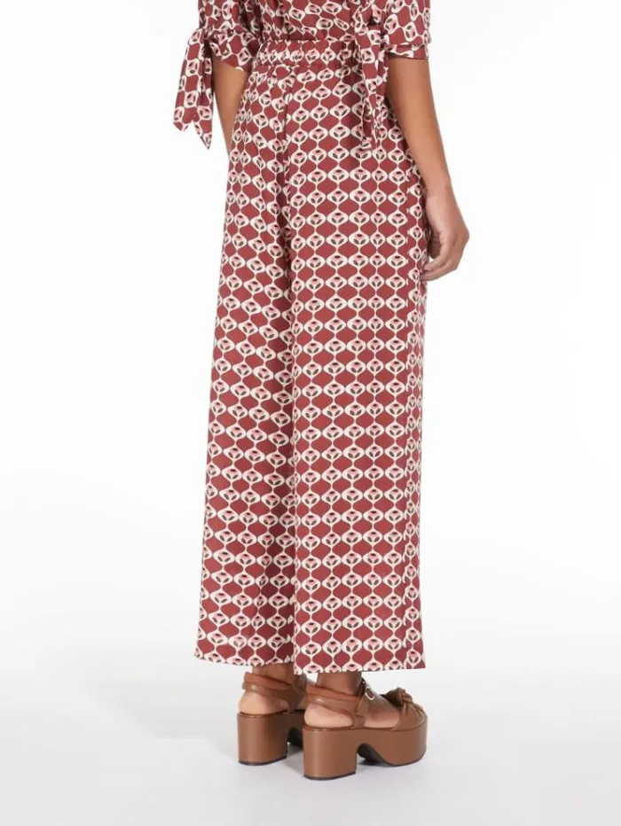 Woman Cropped Silk Trousers Rust Maxmara Trousers Woman Cropped Silk Trousers Rust Maxmara Trousers