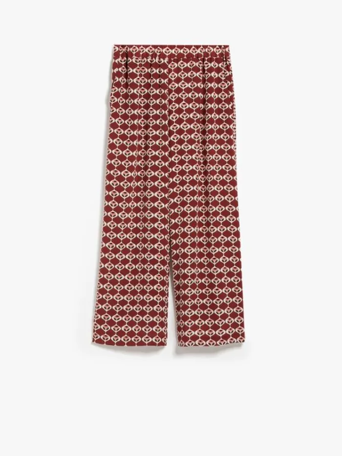 Woman Cropped Silk Trousers Rust Maxmara Trousers Woman Cropped Silk Trousers Rust Maxmara Trousers