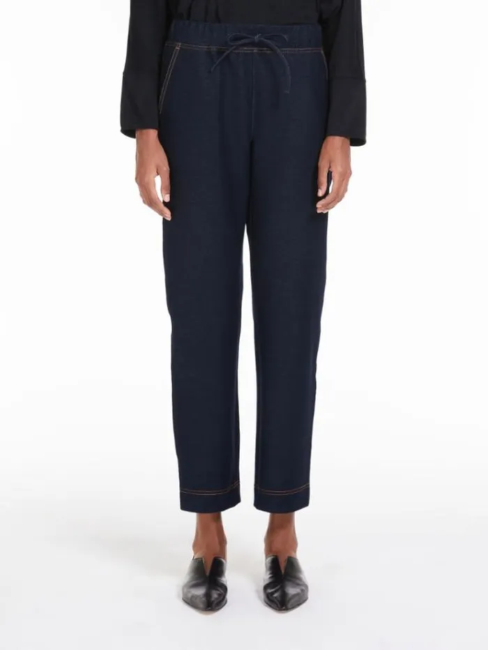 Woman Denim Jersey Joggers Navy Maxmara Trousers