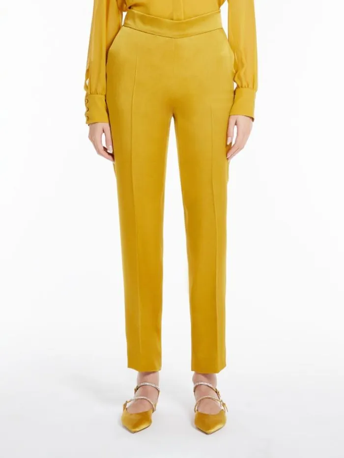 Woman Envers Satin Cigarette Trousers Ochre Maxmara Trousers