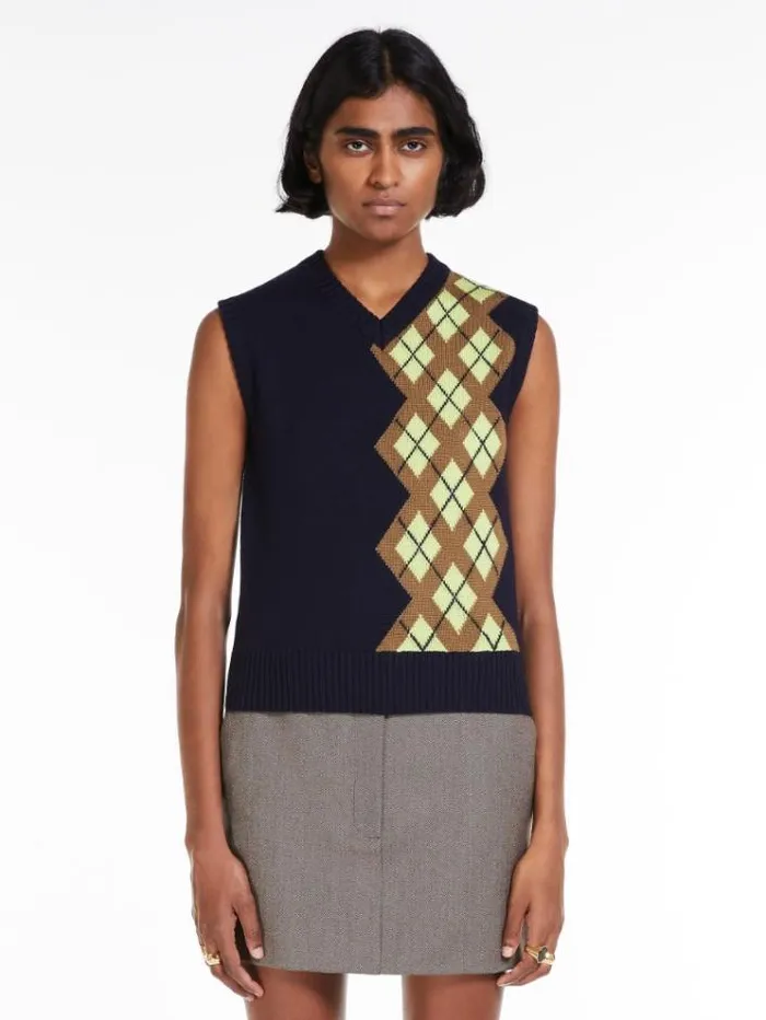 Woman Fitted Jumper With Detachable Sleeves Ultramarine Maxmara Knitwear And Sweatshirts Woman Fitted Jumper With Detachable Sleeves Ultramarine Maxmara Knitwear And Sweatshirts