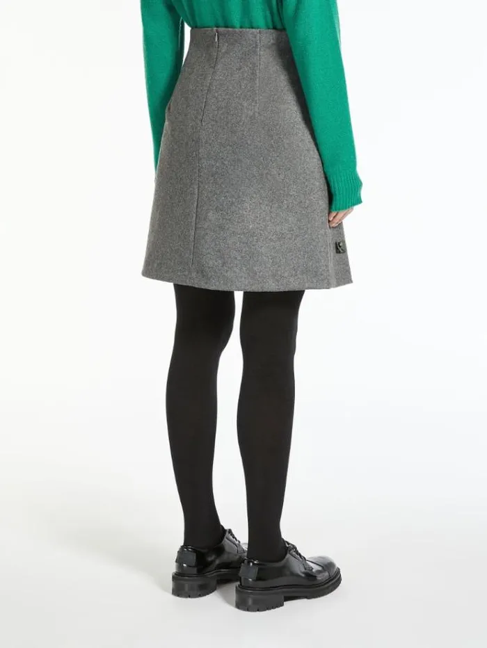 Woman Flannel Jersey Skirt Dark Grey Maxmara Skirts Woman Flannel Jersey Skirt Dark Grey Maxmara Skirts