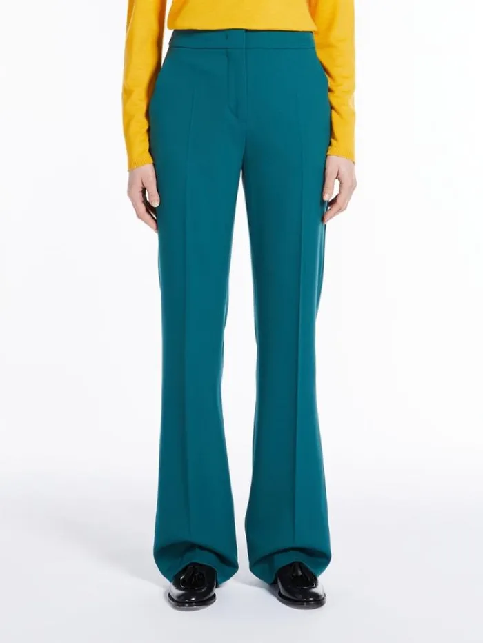 Woman Flared Trousers In Wool Turquoise Maxmara Trousers