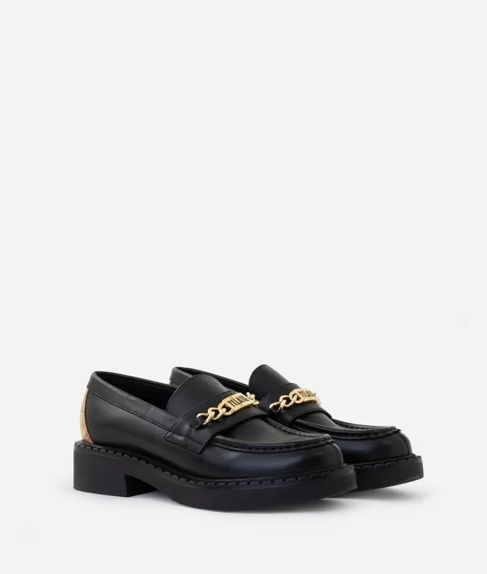 Woman Flat Shoes Alviero Martini Smooth Leather Loafers With 1 Classe Logo Horsebit Black