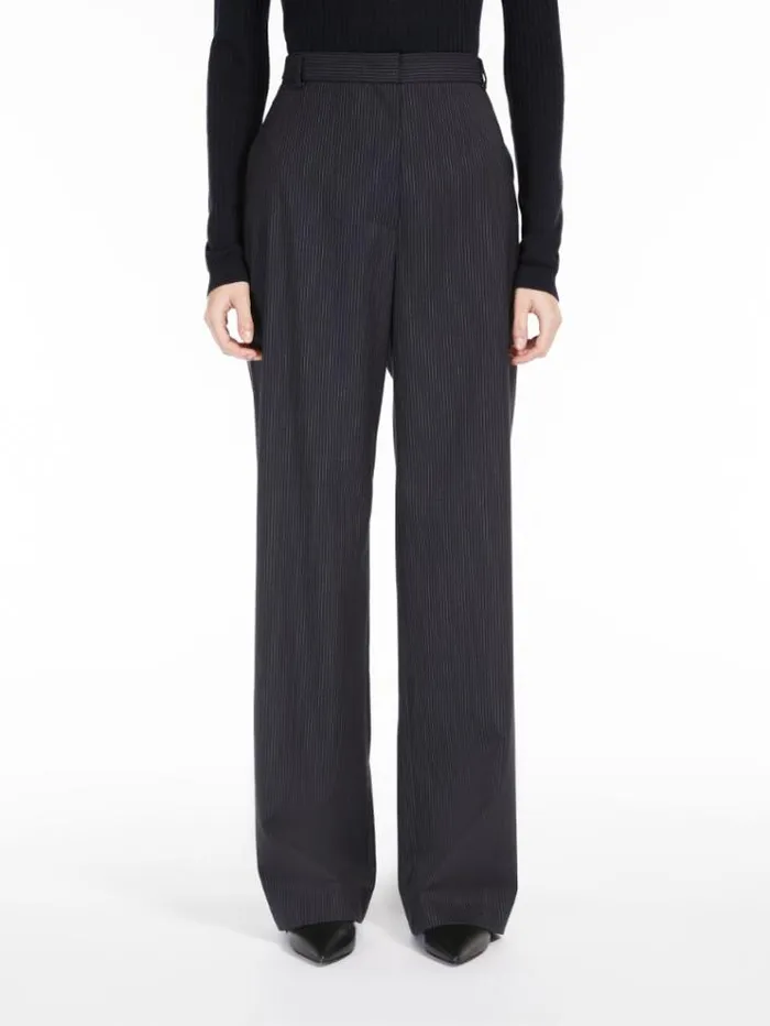 Woman Fluidfit Pinstripe Gabardine Trousers Navy Maxmara Suit