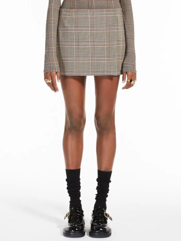 Woman Glen Plaid Mini Skirt Camel Maxmara Skirts