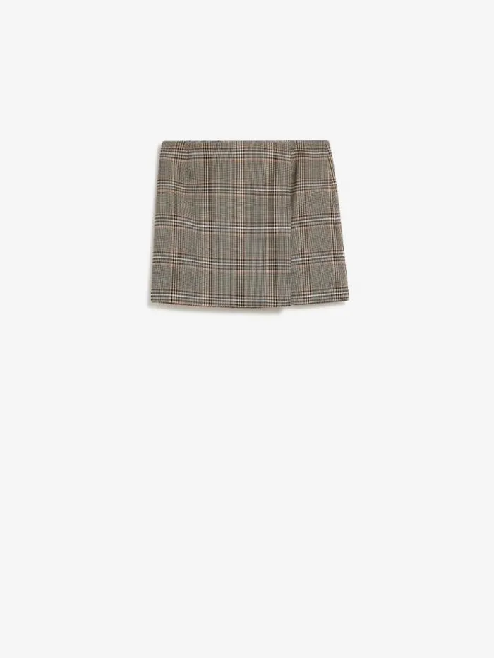 Woman Glen Plaid Mini Skirt Camel Maxmara Skirts