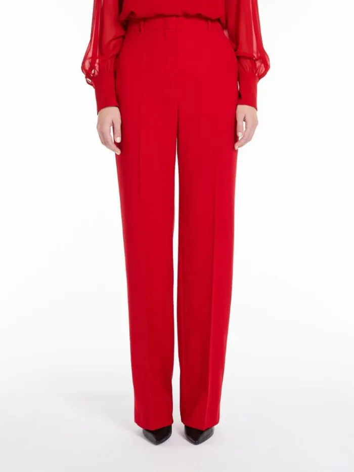 Woman Long Wool Crepe Trousers Red Maxmara Suit