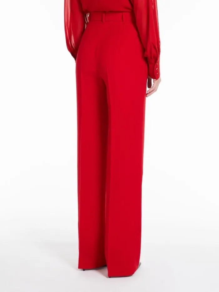 Woman Long Wool Crepe Trousers Red Maxmara Suit