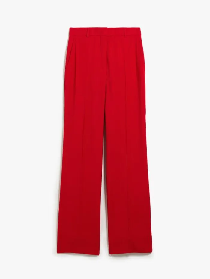 Woman Long Wool Crepe Trousers Red Maxmara Suit